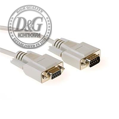 Кабел ACT AK2309, Serial 9 pin мъжко - VGA 9 pin женско, 10м, Бял, Булк