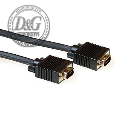 Кабел ACT AK4271, VGA мъжко - VGA мъжко, 15 pin, 15 м, Черен, Булк