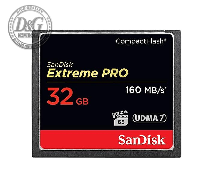 Карта памет SANDISK Extreme PRO, CompactFlash, 32GB VPG-65, 160 Mb/s