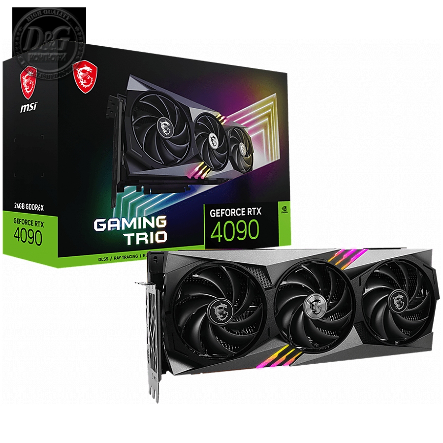 MSI Video Card NVidia GeForce RTX 4090 GAMING TRIO 24G, 24GB GDDR6X, 384-bit, 2520 MHz Boost, 16384 CUDA Cores, PCIe 4.0, 3x DP 1.4a, HDMI 2.1a, RAY TRACING, Triple Fan, 850W Recommended PSU, 3Y