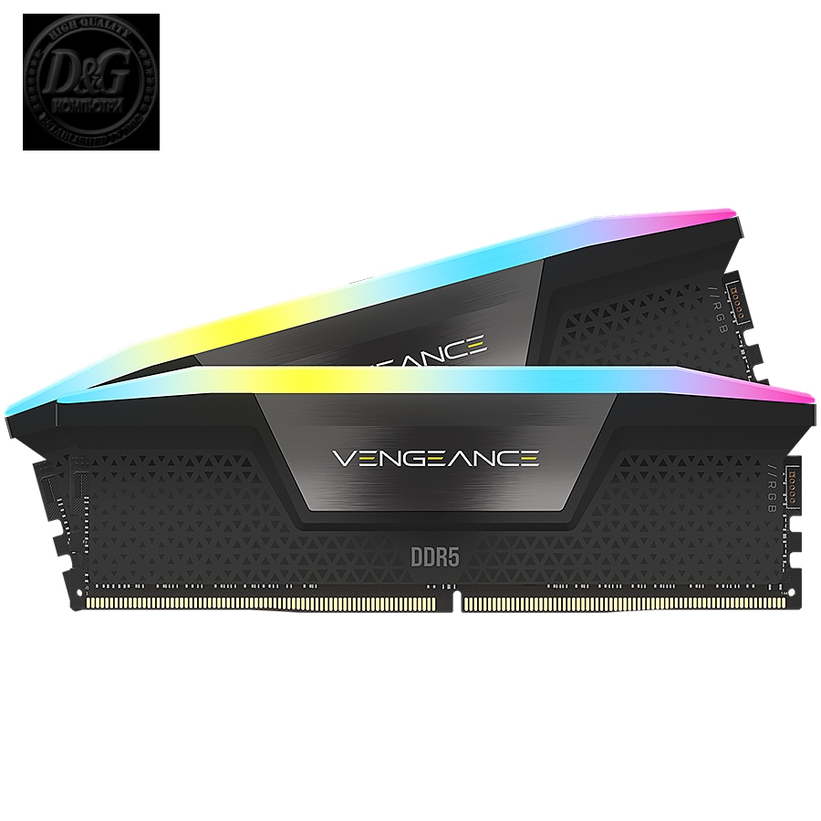 Corsair DDR5, 6000MHz 32GB 2x16GB DIMM, Unbuffered, 36-36-36-76, Std PMIC, XMP 3.0, VENGEANCE RGB DDR5 Black Heatspreader, Black PCB, 1.35V