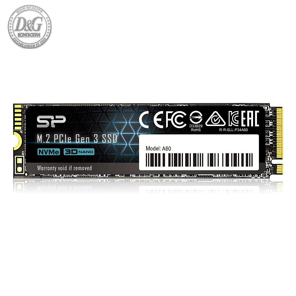 Solid State Drive (SSD) Silicon Power A60 M.2-2280 PCIe Gen 3x4 NVMe 1ТB