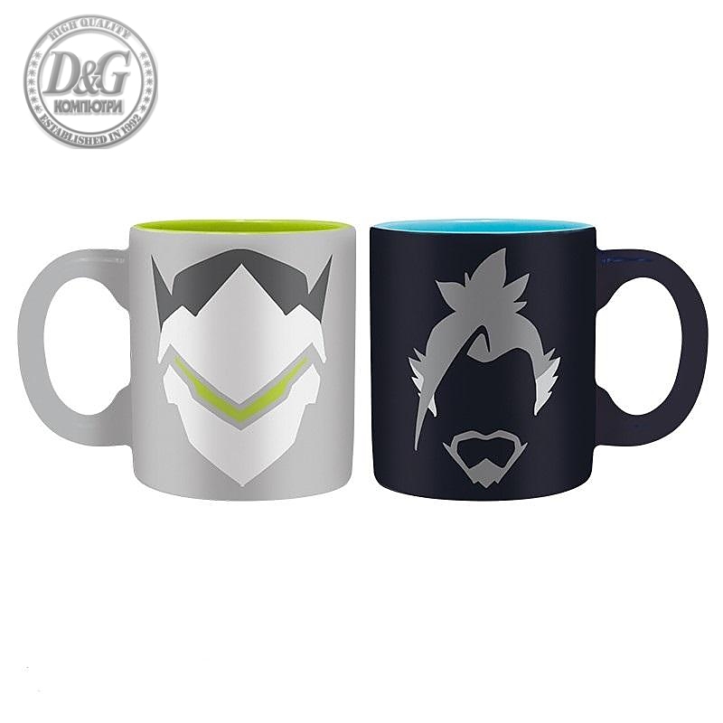 Комплект чаши ABYSTYLE OVERWATCH 2Hanzo and Genji, Espresso, Черен/Бял