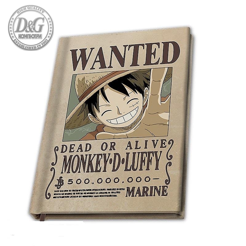 Тефтер ABYSTYLE ONE PIECE Notebook Wanted Luffy, A5, 180 листа