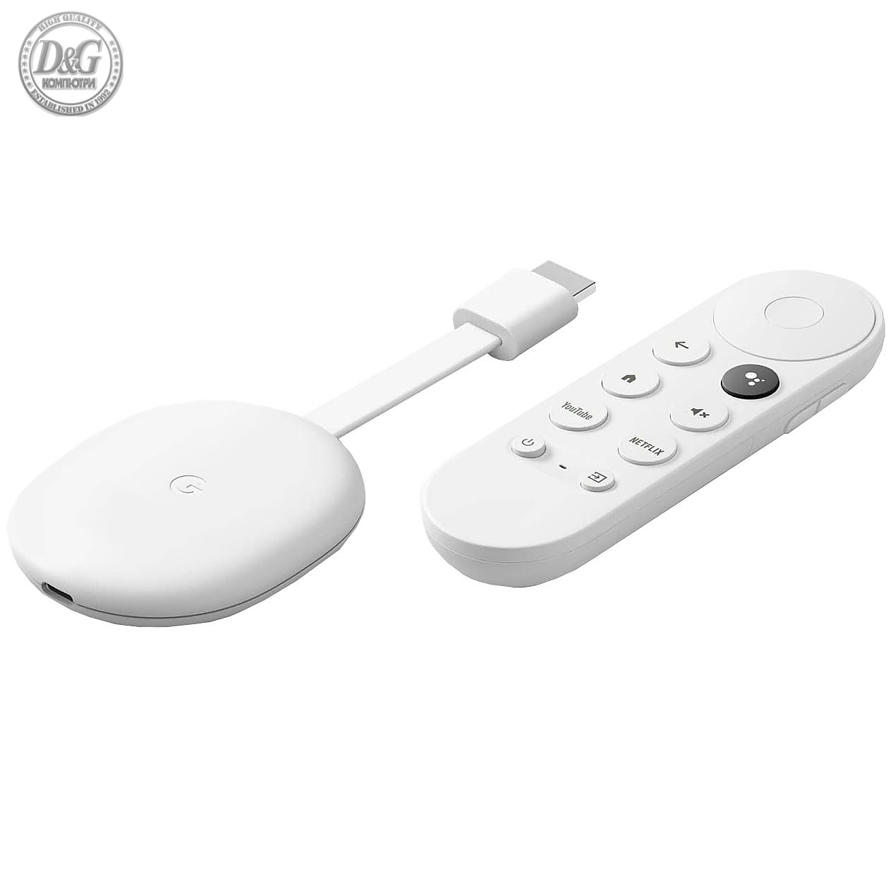 Мултимедиен плеър Google Chromecast HD 2022 with Google TV, HDMI, Бял