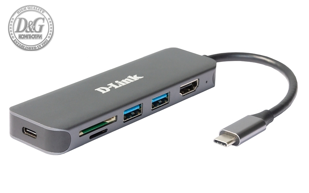 D-Link 6-in-1 USB-C Hub with HDMI/Card Reader/Power Delivery