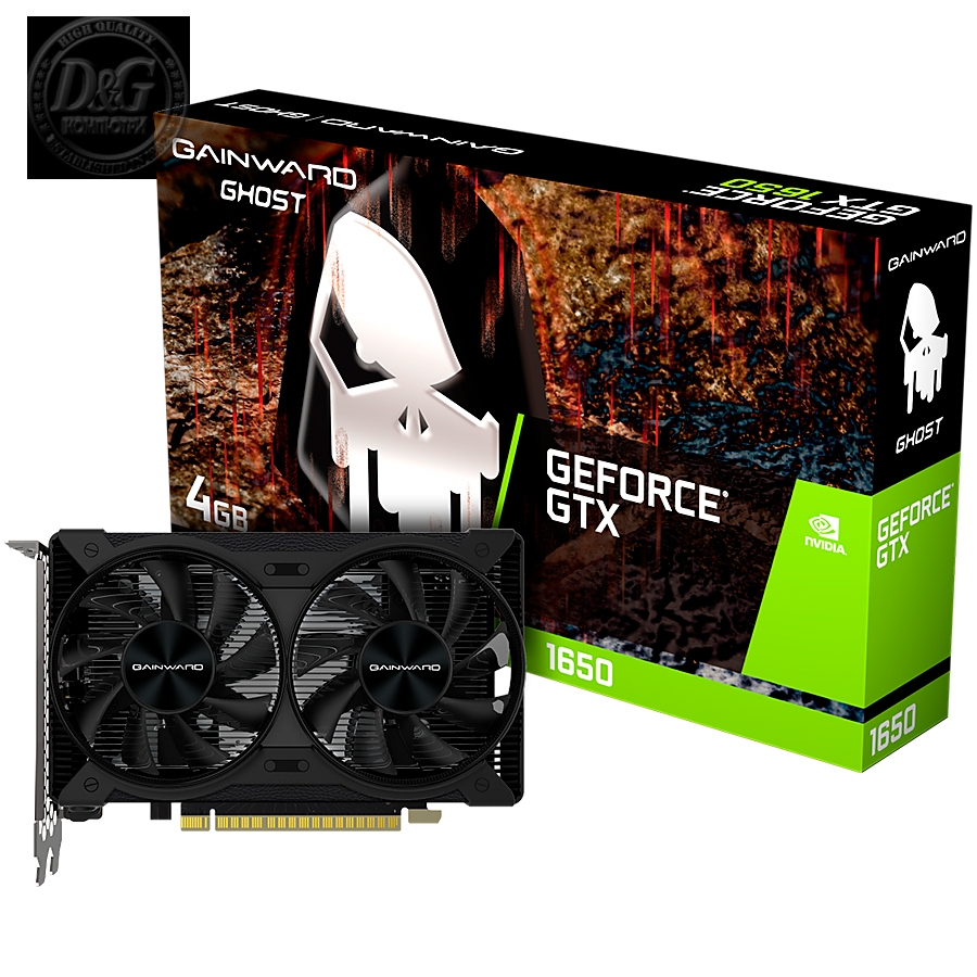 GAINWARD GeForce GTX1650 Ghost 4GB GDDR5 128bit, 1590MHz , 2x DP, 1x HDMI, 2 fans, 6 pin, recommended PSU 300W, NE6165001BG1-1175D