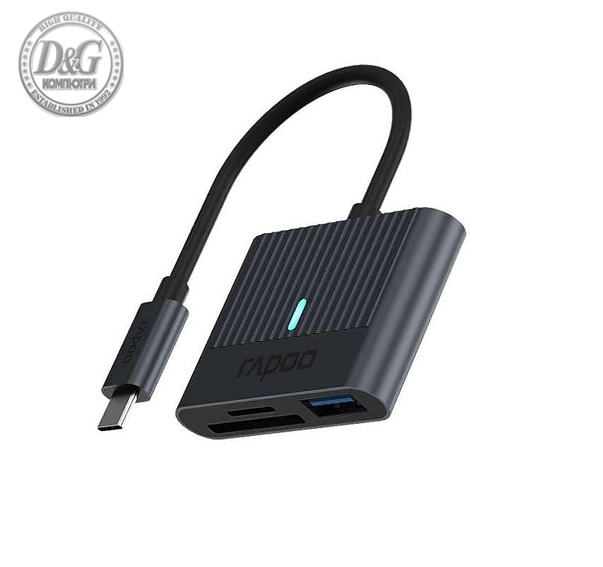 Четец на смарт карти Rapoo UCR-3001, USB-C, Черен