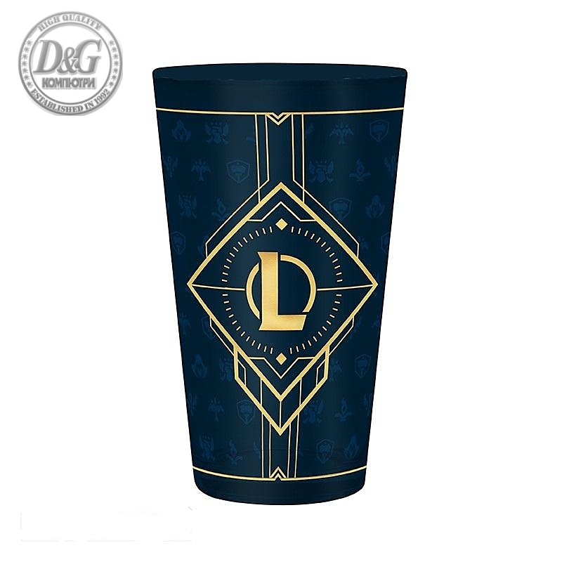 Чаша ABYSTYLE LEAGUE OF LEGENDS Large Glass Hextech logo, Син