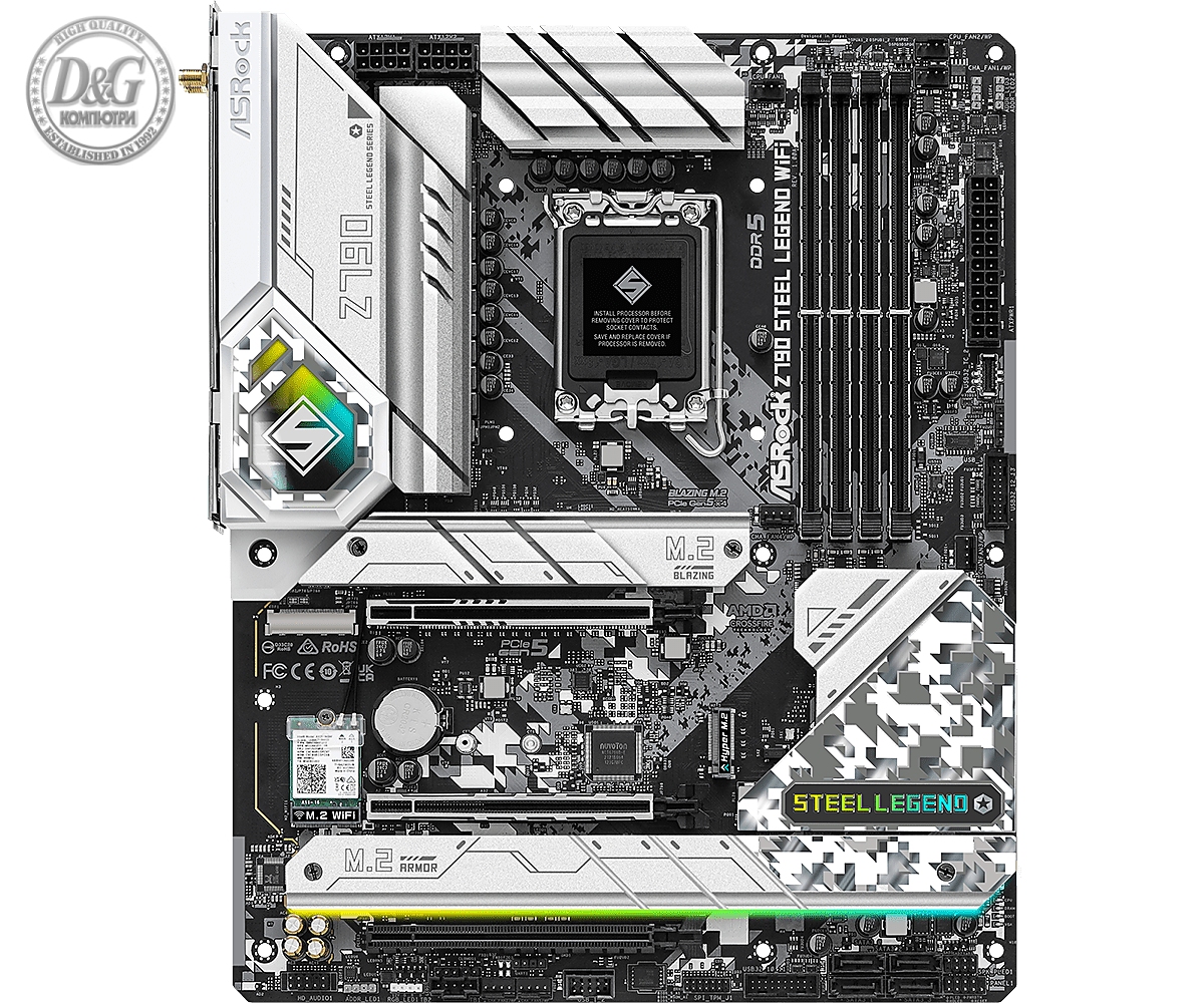 Дънна платка ASROCK Z790 Steel Legend Wi-Fi 6E, LGA 1700, DDR5, PCIe 5.0