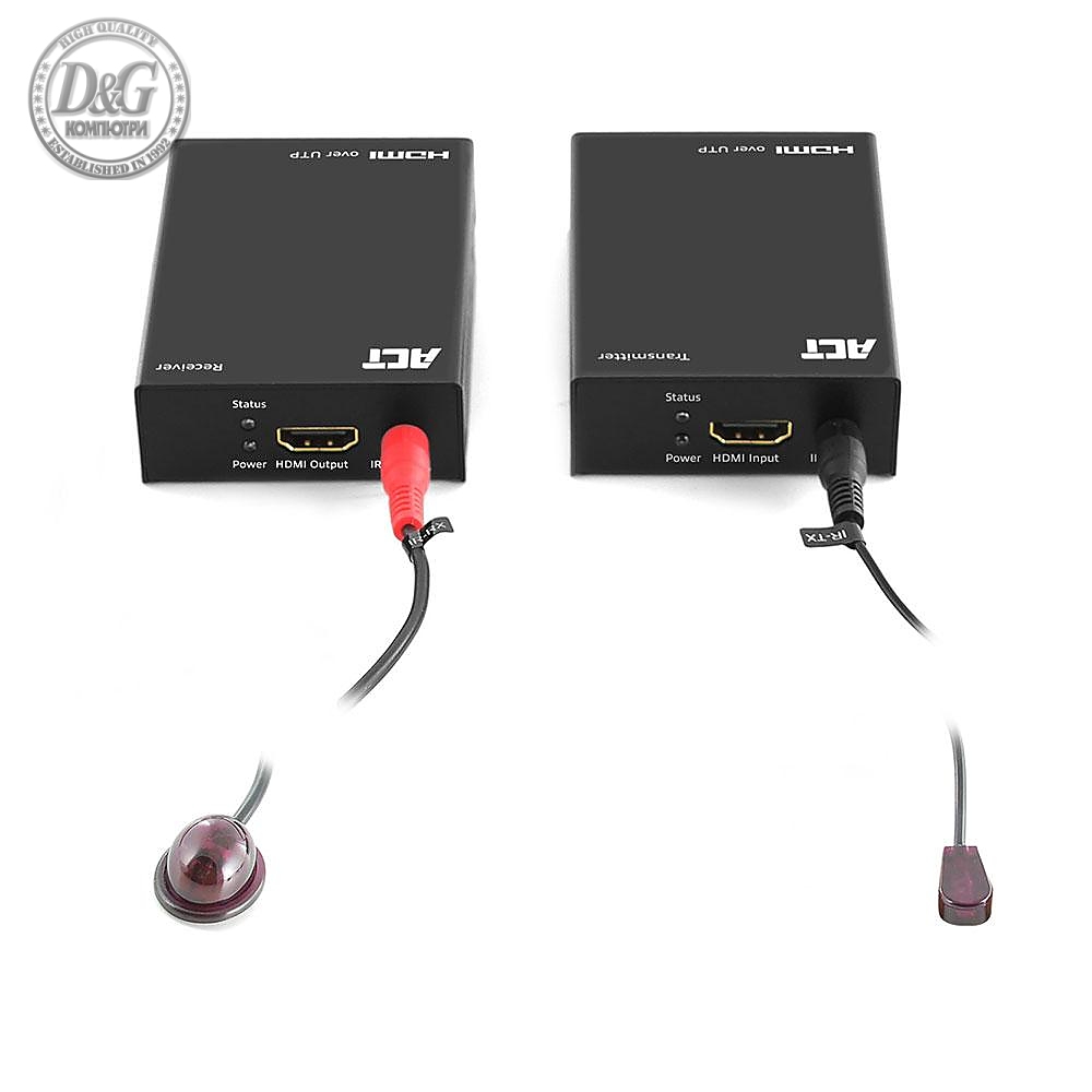 HDMI Extender (усилвател) ACT AC7810, усилва HDMI сигнал до 60 м по UTP кабел