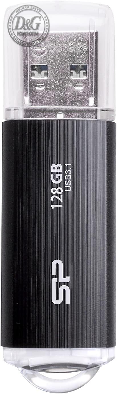 USB памет SILICON POWER Blaze B02, 128GB, USB 3.2 Gen 1, Черен