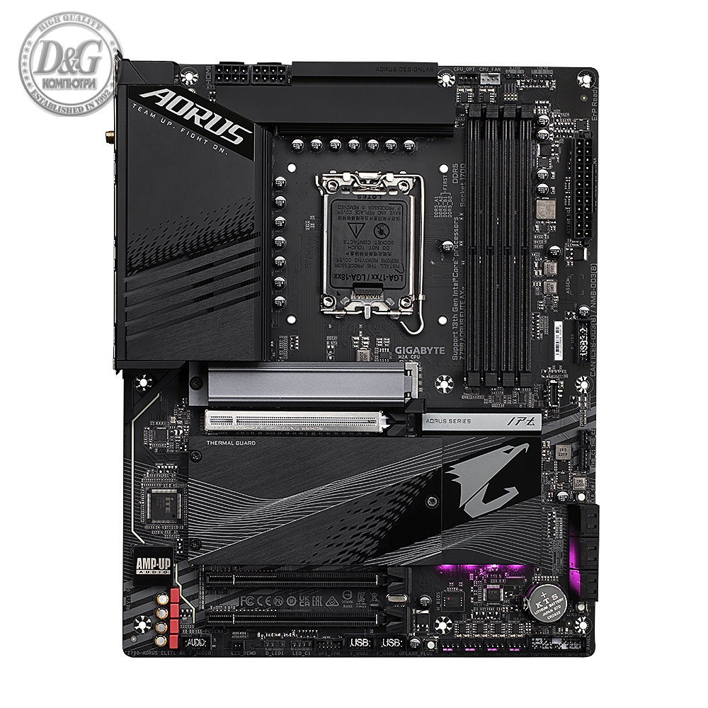 Дънна платка GIGABYTE Z790 AORUS ELITE AX LGA 1700, PCIe 5.0, ATX, Wi-Fi 6E, RGB Fusion, DDR5