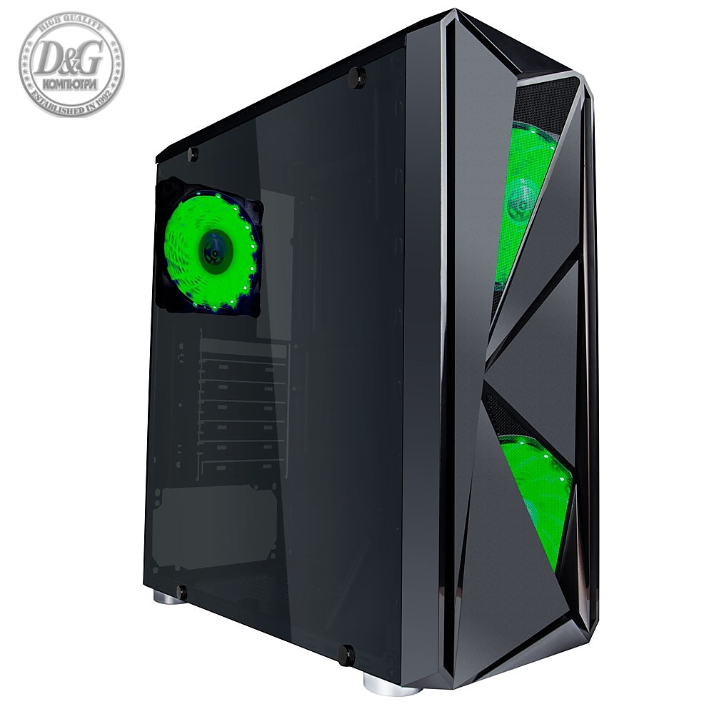 1stPlayer компютърна кутия Gaming Case ATX - F4 GREEN - 3 Fans included