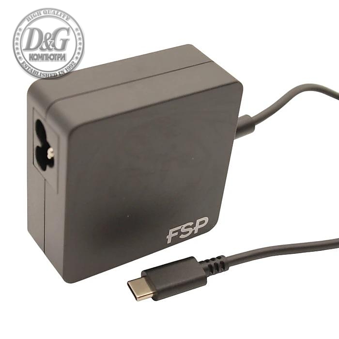 Универсално захранване(зарядно) за лаптоп FSP NB 65W, USB Type-C, Черен