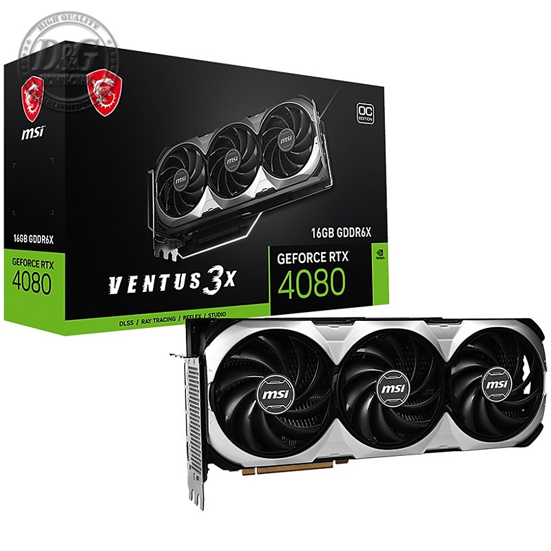 MSI Video Card Nvidia GeForce RTX 4080 16GB VENTUS 3X OC, 256bit, 16GB CDDR6X, 9728 CUDA Cores, PCIe 4.0, 3x DP 1.4, HDMI 2.1, RAY TRACING, Triple Fan, 750W Recommended PSU