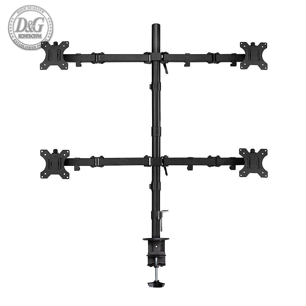 Стойка за 4 монитора ACT AC8304, За бюро, Регулируема, 32&quot;, 8 кг, Черна