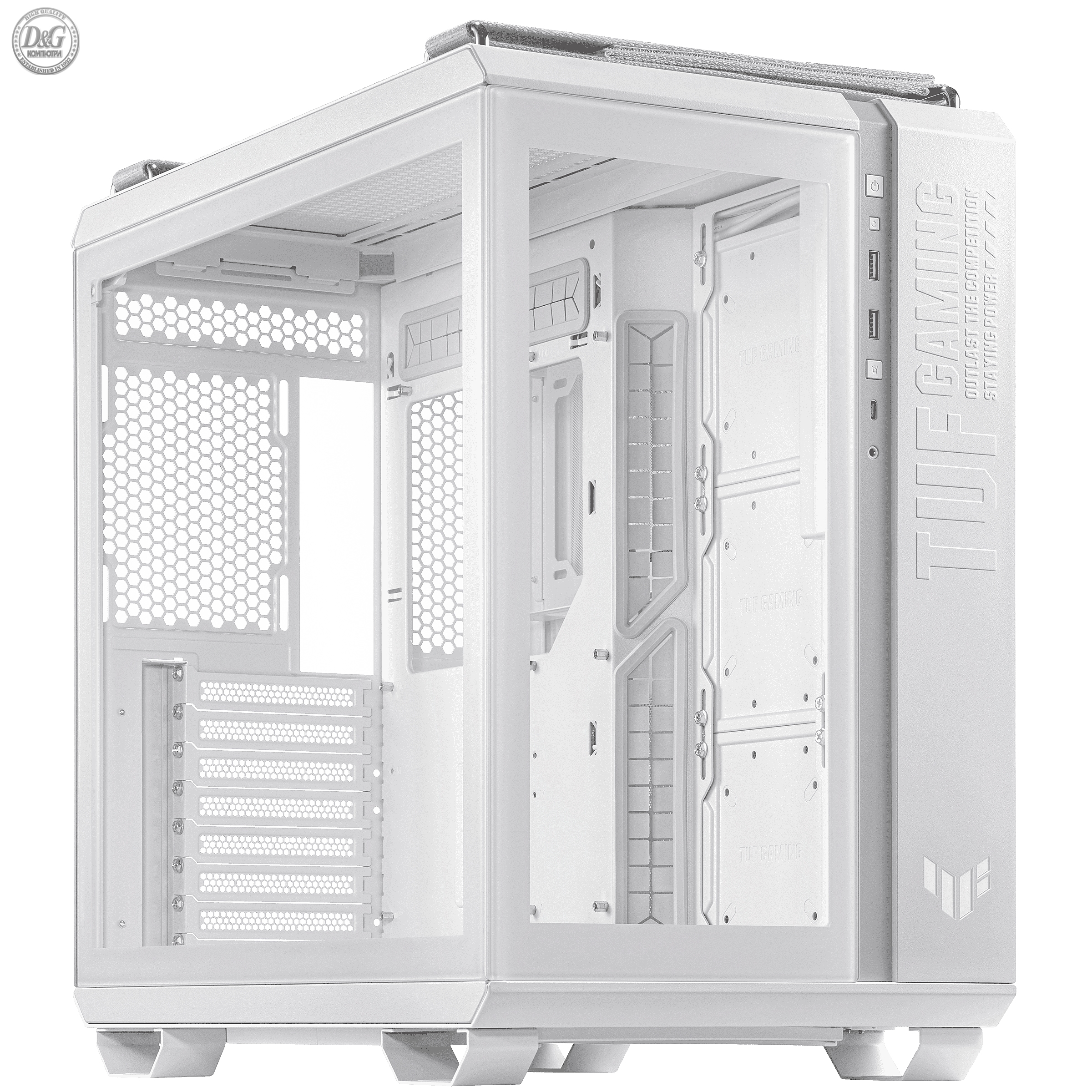 Кутия ASUS TUF Gaming GT502 WHITE EDITION, Mid-Tower