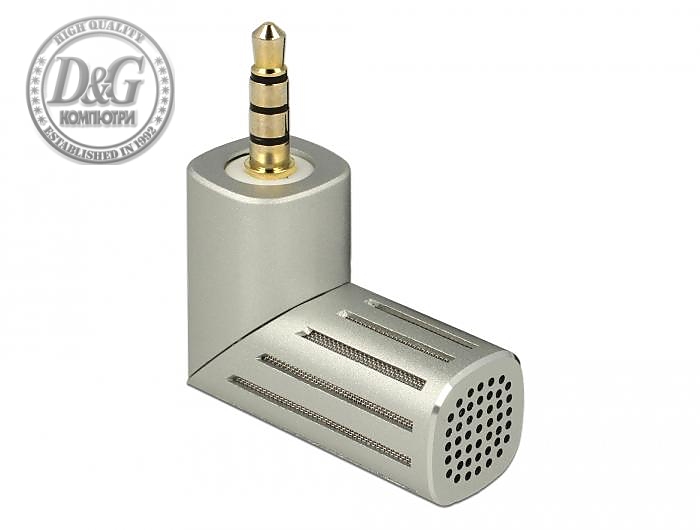 Микрофон DeLock 65893, За смартфон/таблет, 3.5 mm 4 Pin Stereo Jack 90&deg;, Сребрист