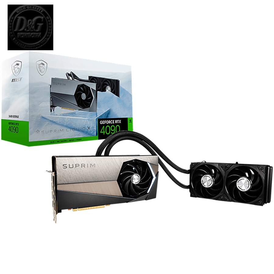 MSI Video Card NVidia RTX 4090 SUPRIM LIQUID X 24G (24GB GDDR6X/384bit, PCI-E Gen4, 3x DP, 1x HDMI, 1x16-pin Power Connector, 1000W recommended PSU, ATX,)