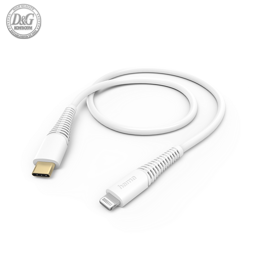 Кабел Lightning -USB-C/Type-C/ ,бял, 1.5м за Apple iPhone, за бързо зареждане