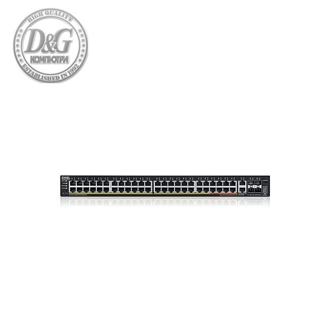 ZyXEL XGS2220-54HP, L3 Access Switch, 600W PoE, 40xPoE+/10xPoE++, 48x1G RJ45 2x10mG RJ45, 4x10G SFP+ Uplink, incl. 1 yr NebulaFlex Pro