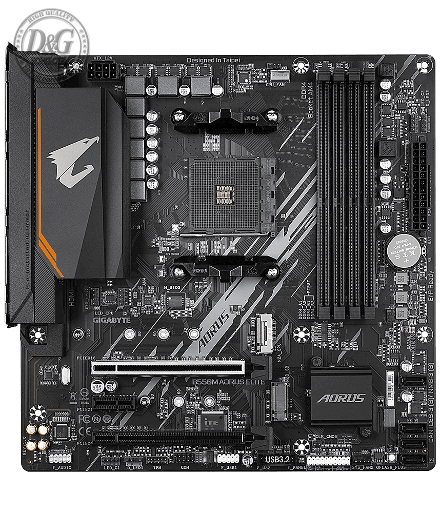 Дънна платка GIGABYTE B550M AORUS ELITE Socket AM4, 4 x DDR4, RGB Fusion 2.0