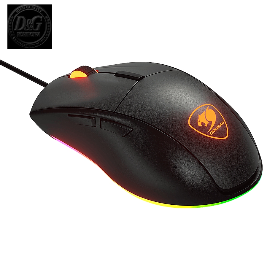 COUGAR Minos EX, Gaming Mouse, PAW3309 Optical gaming sensor, RGB Lightning, 6400 DPI, 1000Hz Poling rate, 20M gaming switches, 1.8m Cable length, 89g.