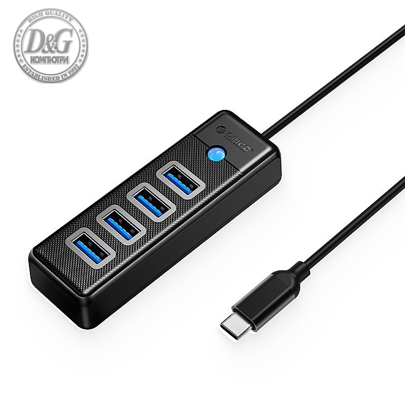 Orico хъб HUB USB3.1 Type-C 4 port - 4 x USB3.0 Black - PW4U-C3-015-BK