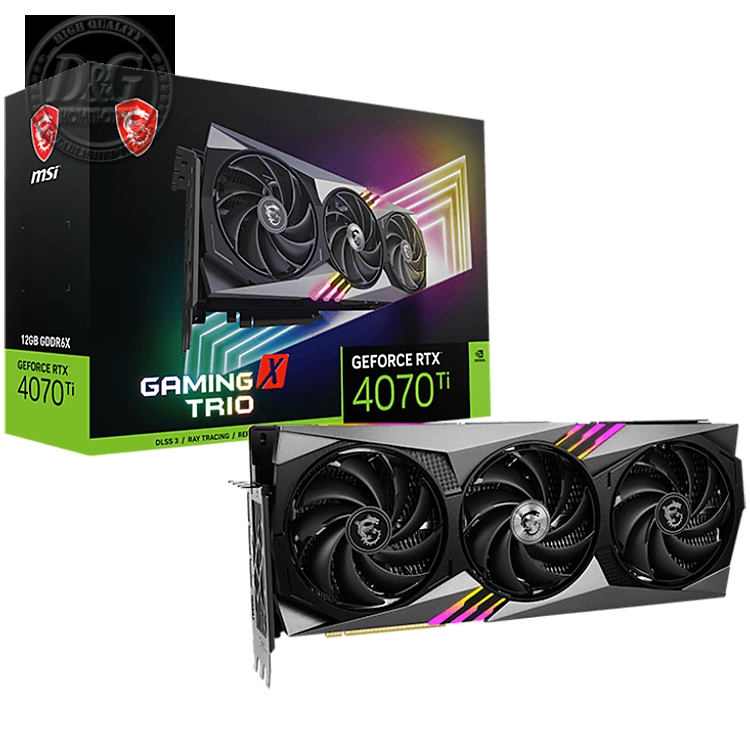 MSI Video Card Nvidia GeForce RTX 4070 Ti GAMING X TRIO 12G, 12GB GDDR6X, 192bit, Effective Memory Clock: 21000MHz, Boost: 2745 MHz, 7680 CUDA Cores, PCIe 4.0, 3x DP 1.4a, HDMI 2.1a, RAY TRACING, Triple Fan, 700W Recommended PSU, 3Y