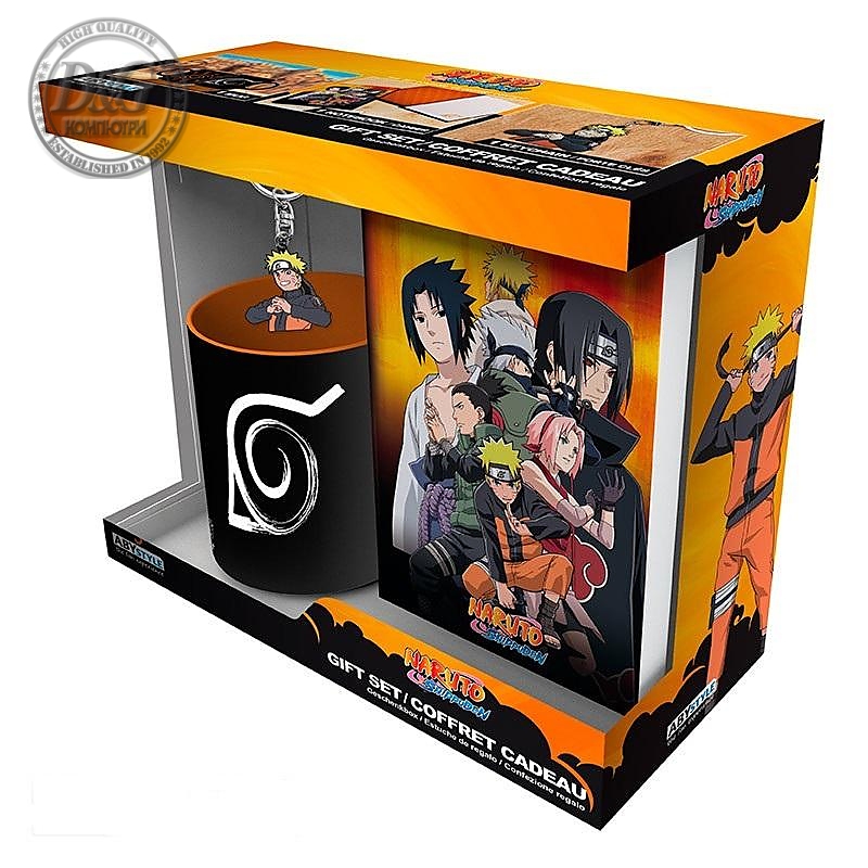 Комплект ABYSTYLE NARUTO SHIPPUDEN - Pck Mug320ml + Keyring PVC + Notebook &quot;Naruto&quot;, Многоцветен