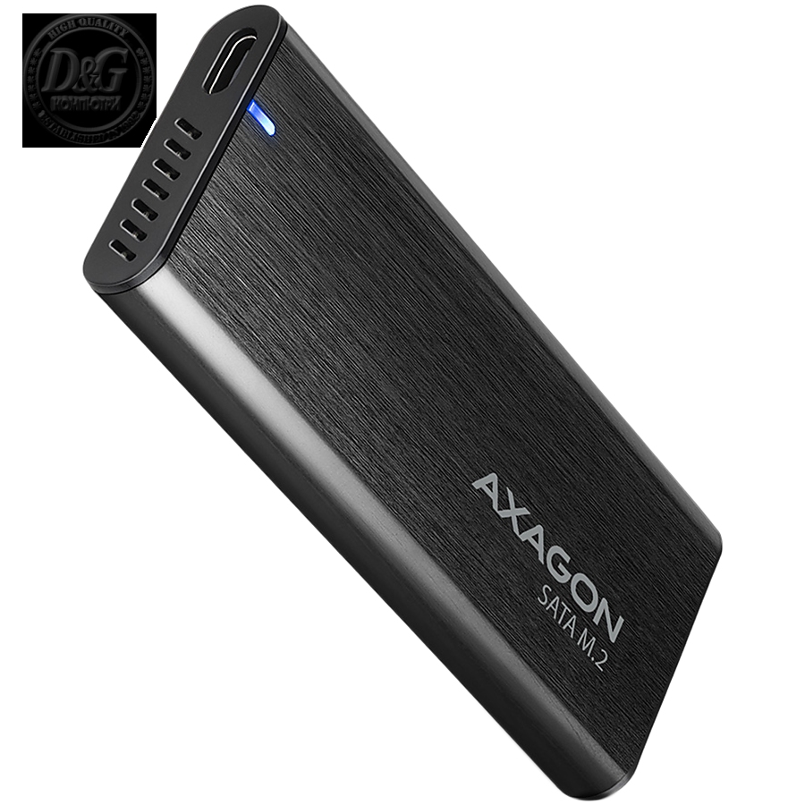 AXAGON EEM2-SBC, M.2 SATA screwless RAW box, black, SuperSpeed USB-C 10 Gbps