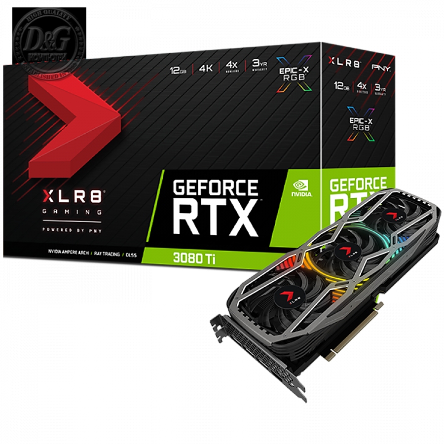 PNY Video Card NVIDIA GeForce RTX 3080Ti 12GB XLR8 Gaming REVEL EPIC-X RGB, GDDR6X 384bit, 1665MHz / 912 GBps, DP 4x, HDMI, 3 RGB Fan, 3 slot