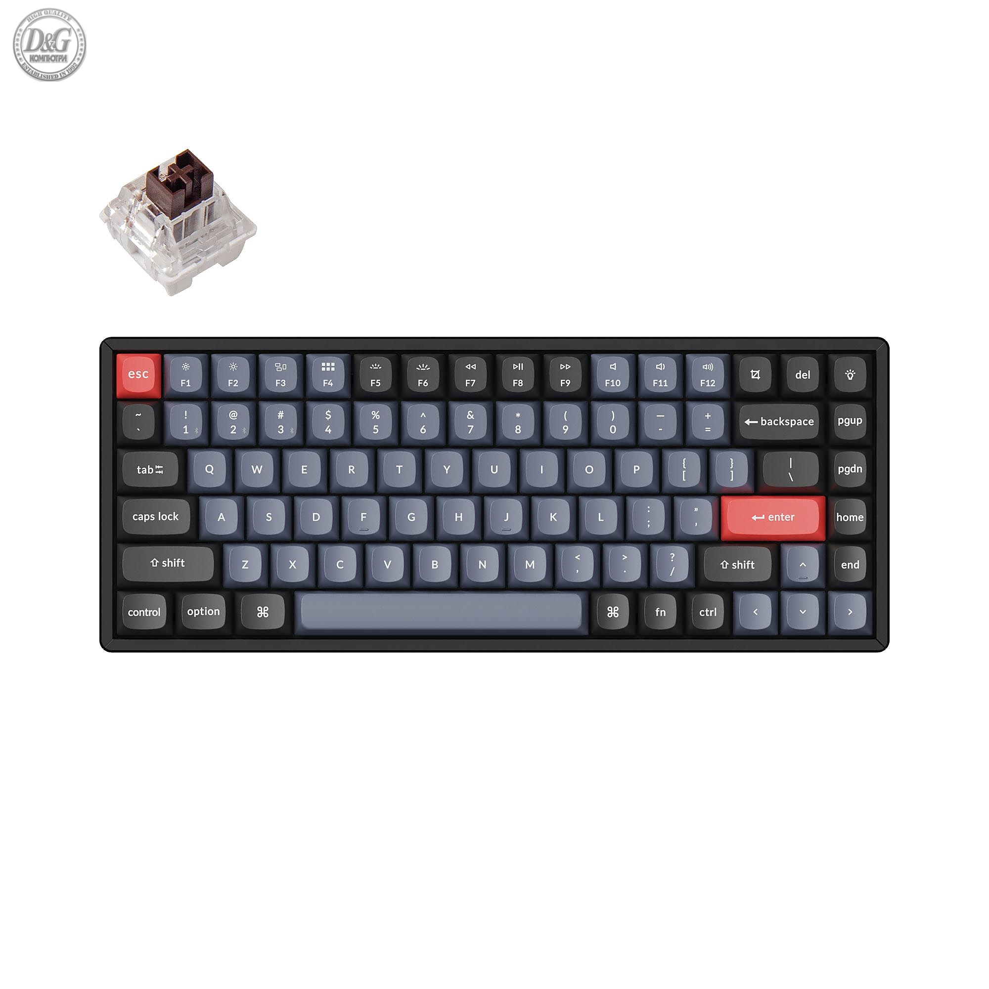 Геймърска механична клавиатура Keychron K2 Pro Hot-Swappable Keychron K Pro Mechanical Brown switch, RGB Backlight Aluminium Frame