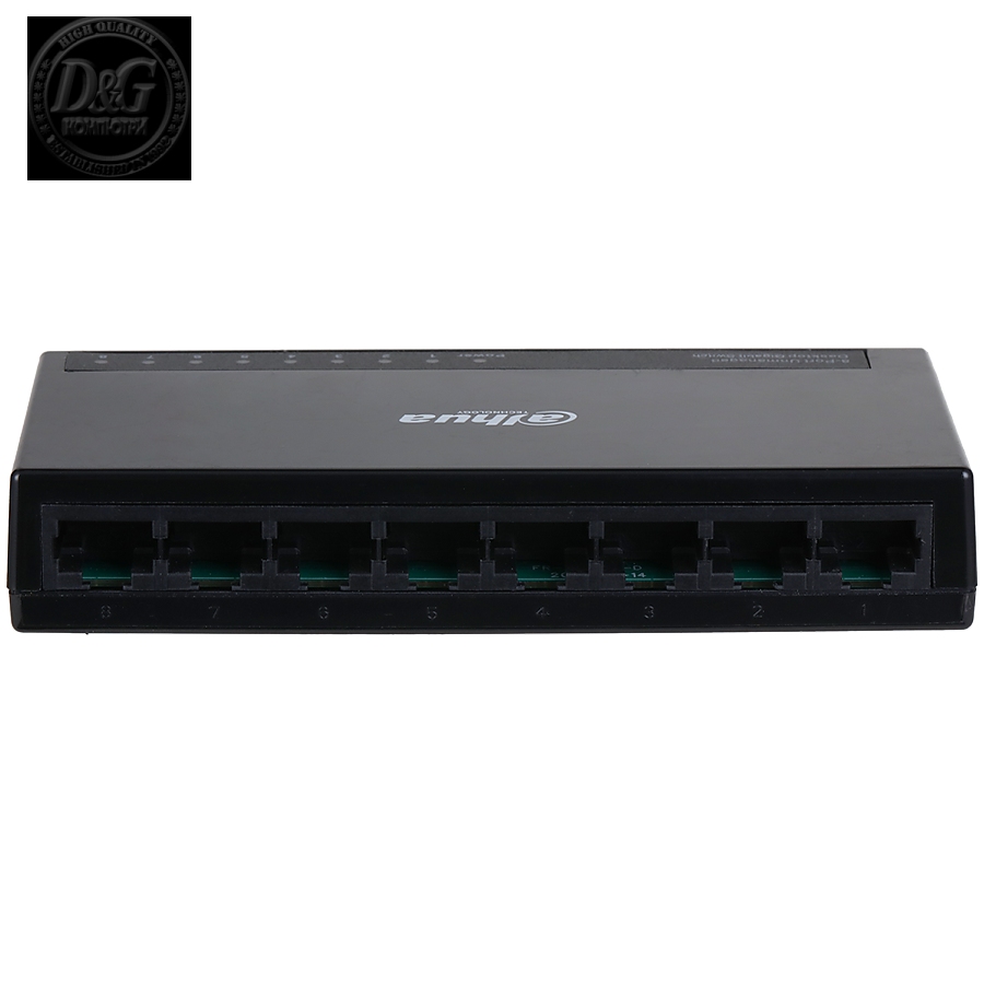 Dahua 8-port Gigabit 10/100/1000, Layer 2 Switch, Switching Capacity 16GB/s, MAC Table Size 2K