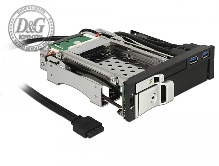 Вътрешно чекмедже Delock 5.25&Prime;, За 1 x 2.5&Prime; + 1 x 3.5&Prime; SATA HDD + 2 x USB 3.0 ports