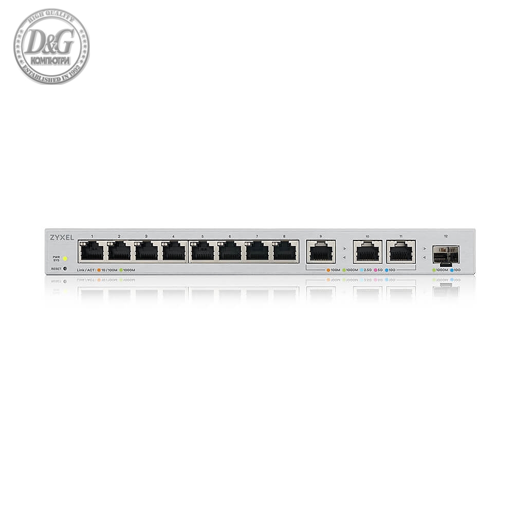 ZyXEL XGS1250-12, 12-Port Gigabit webmanaged Switch with 8 port 1G + 3-Port MultiGig 1/2.5/5/10G + 1-Port SFP+