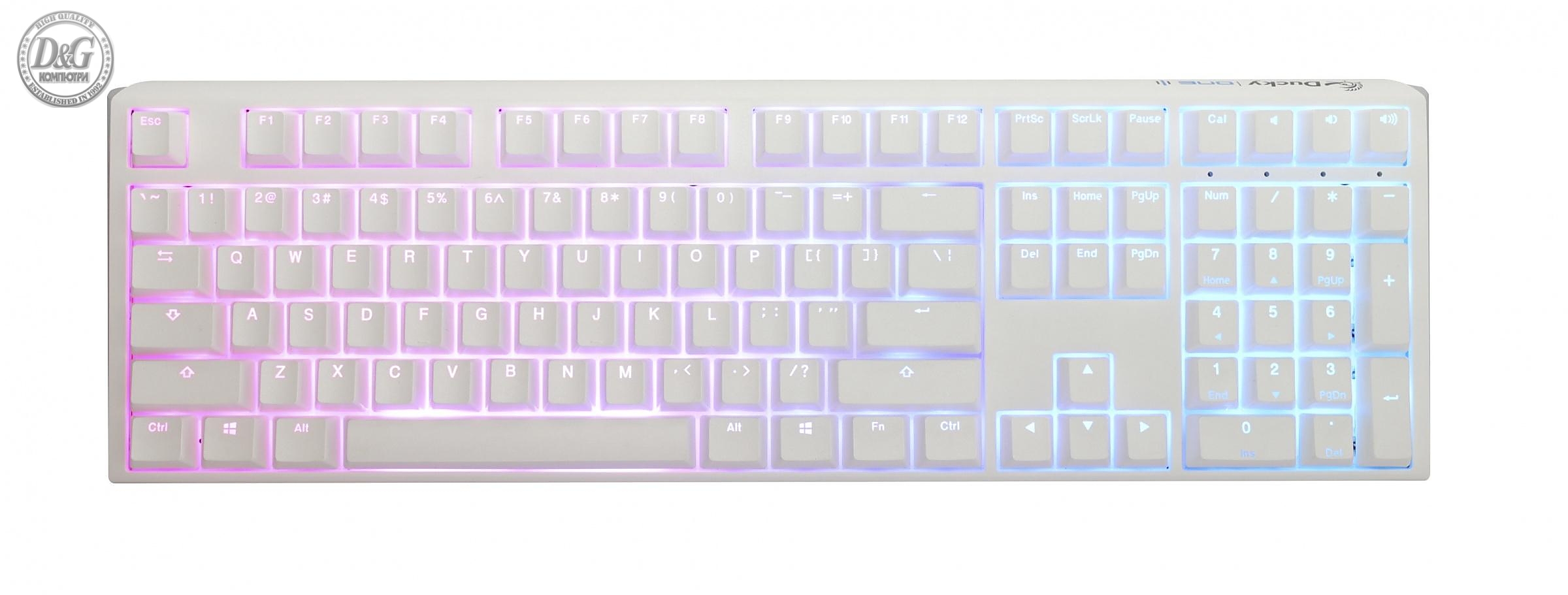 Геймърскa механична клавиатура Ducky One 3 Pure White Full Size Hotswap Cherry MX Black, RGB, PBT Keycaps