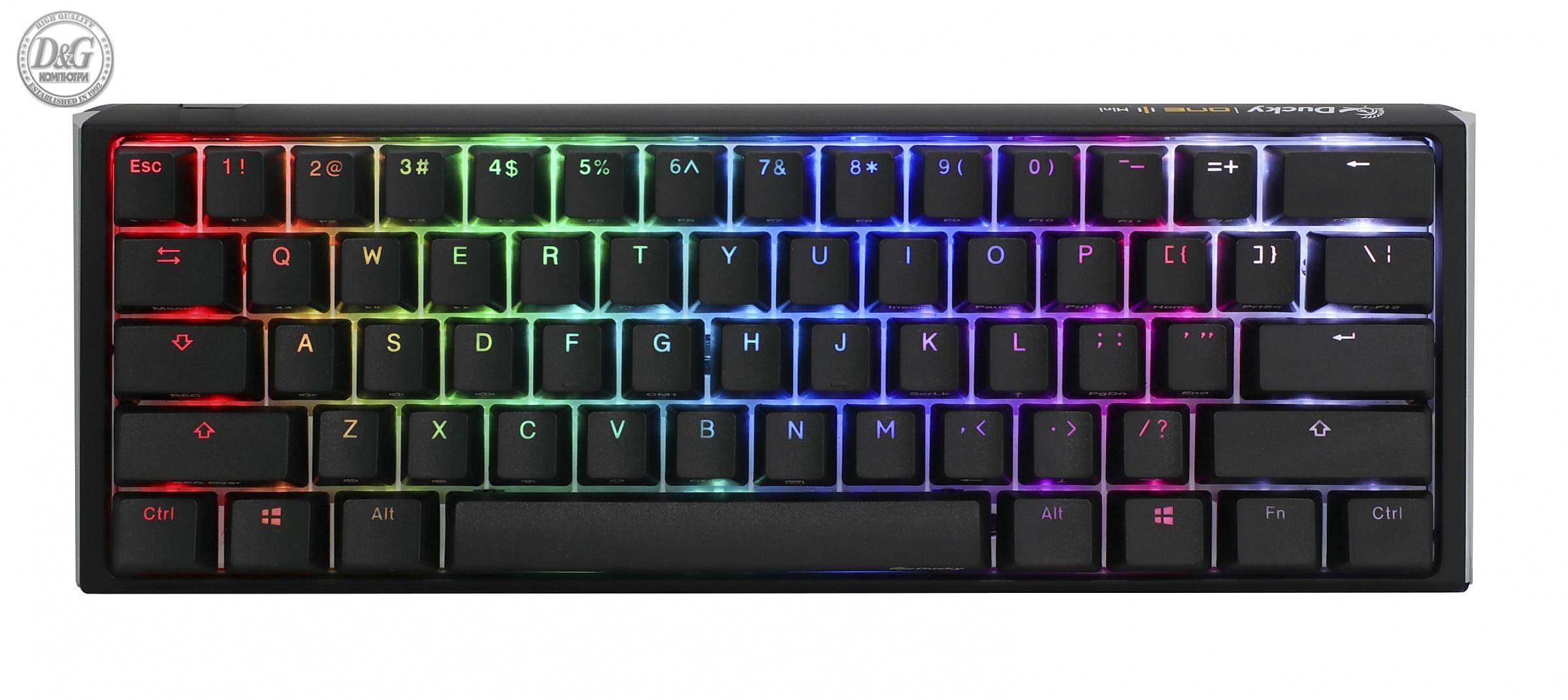 Геймърска механична клавиатура Ducky One 3 Classic Mini 60% Hotswap Cherry MX Black, RGB, PBT Keycaps