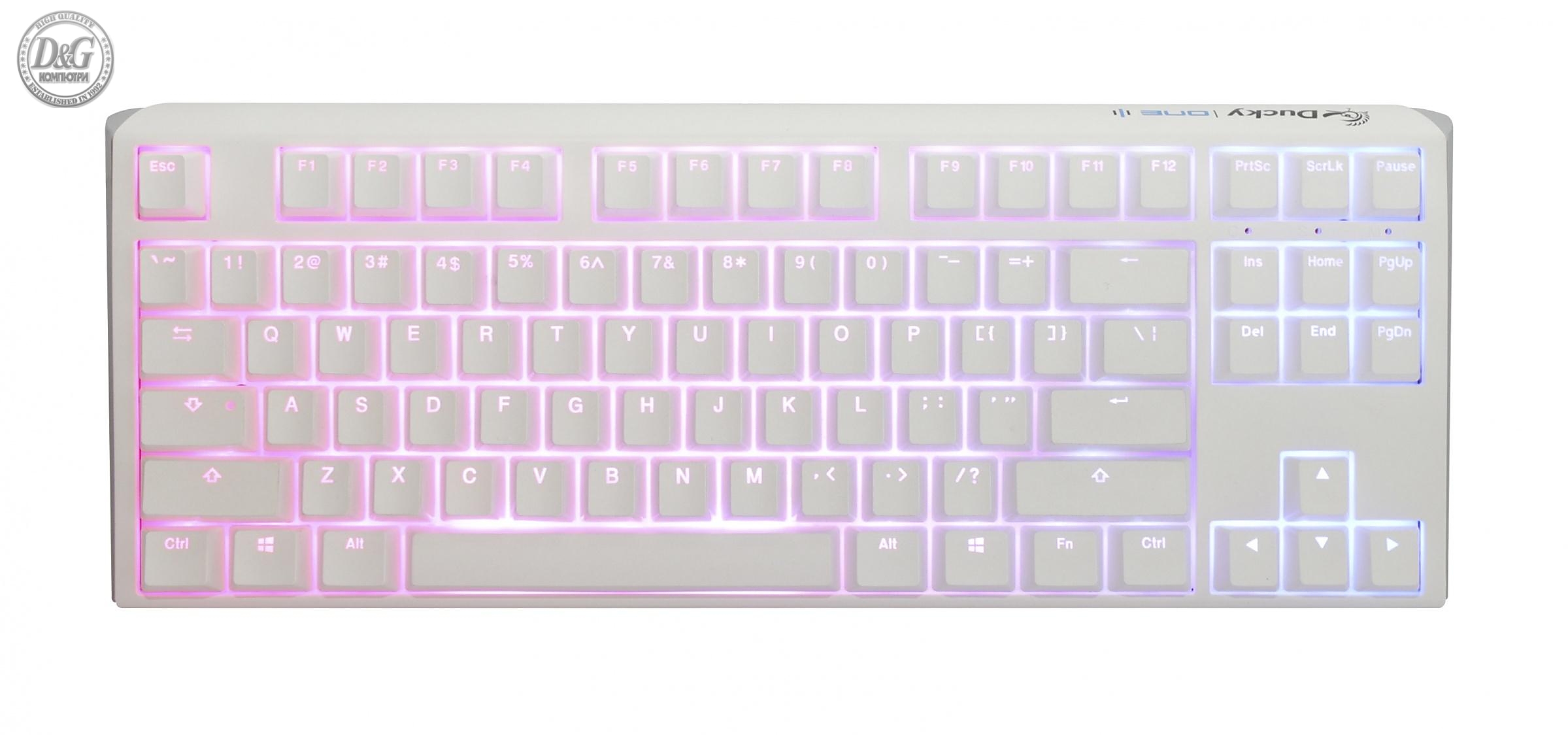 Геймърскa механична клавиатура Ducky One 3 Pure White TKL Hotswap Cherry MX Brown, RGB, PBT Keycaps