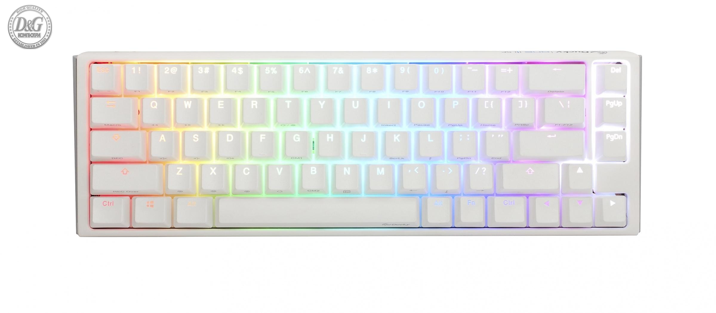 Геймърскa механична клавиатура Ducky One 3 Pure White SF 65%, Hotswap Cherry MX Black, RGB, PBT Keycaps