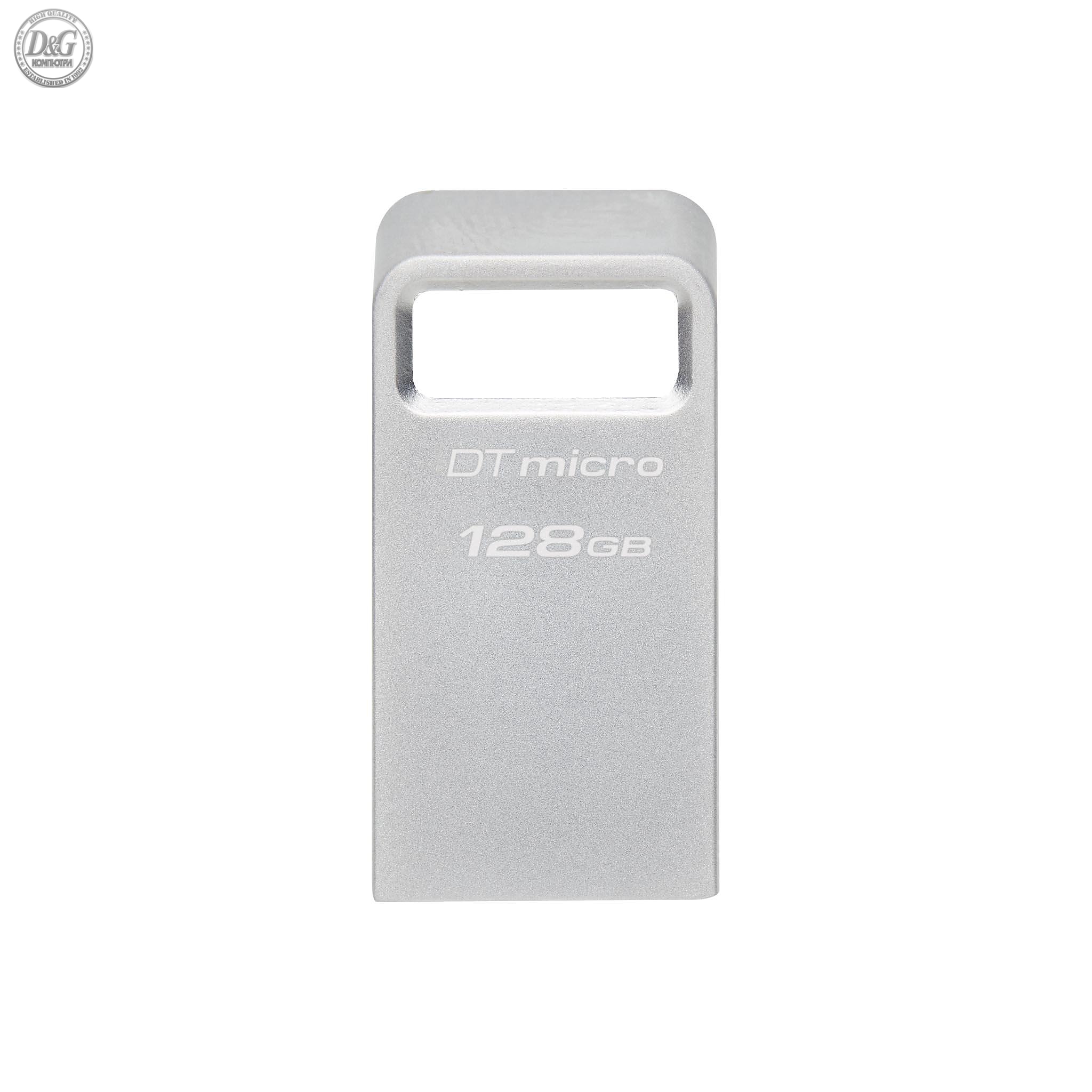 USB памет KINGSTON DataTraveler Micro, 128GB, USB-A 3.2 Gen 1, Сребрист