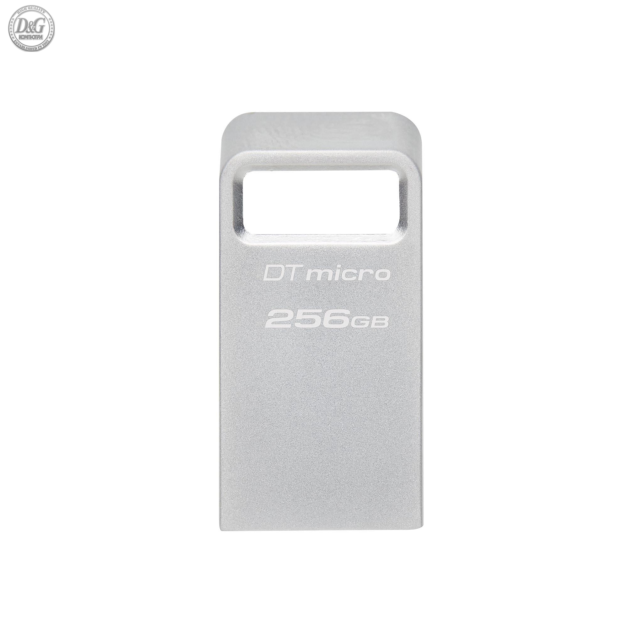 USB памет KINGSTON DataTraveler Micro, 256GB, USB-A 3.2 Gen 1, Сребрист