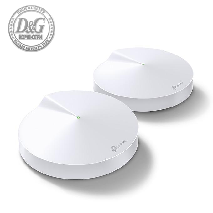 Безжичен рутер TP-Link Deco M5, AC1300, 2.4/5 GHz, 400 -  867 Mbps, Gigabit, (2-pack)