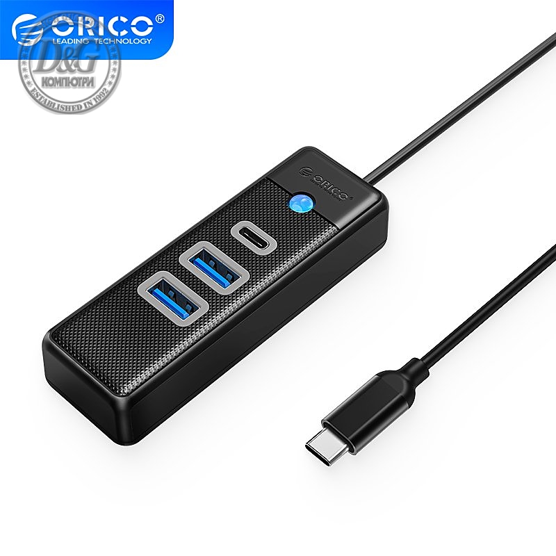 Orico хъб HUB USB3.1 3 port - 2 x USB3.0, 1 x Type C, Black - PWC2U-C3-015-BK