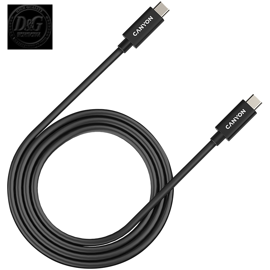 CANYON UC-44, cable, U4-CC-5A1M-E, USB4 TYPE-C to TYPE-C cable assembly 40G 1m 5A 240W(ERP) with E-MARK, CE, ROHS, black