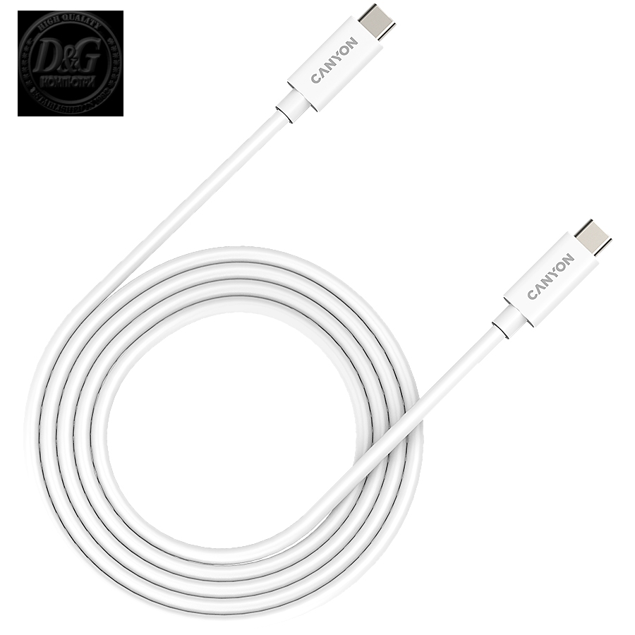 CANYON UC-42, cable, U4-CC-5A2M-E, USB4 TYPE-C to TYPE-C cable assembly 20G 2m 5A 240W(ERP) with E-MARK, CE, ROHS, white