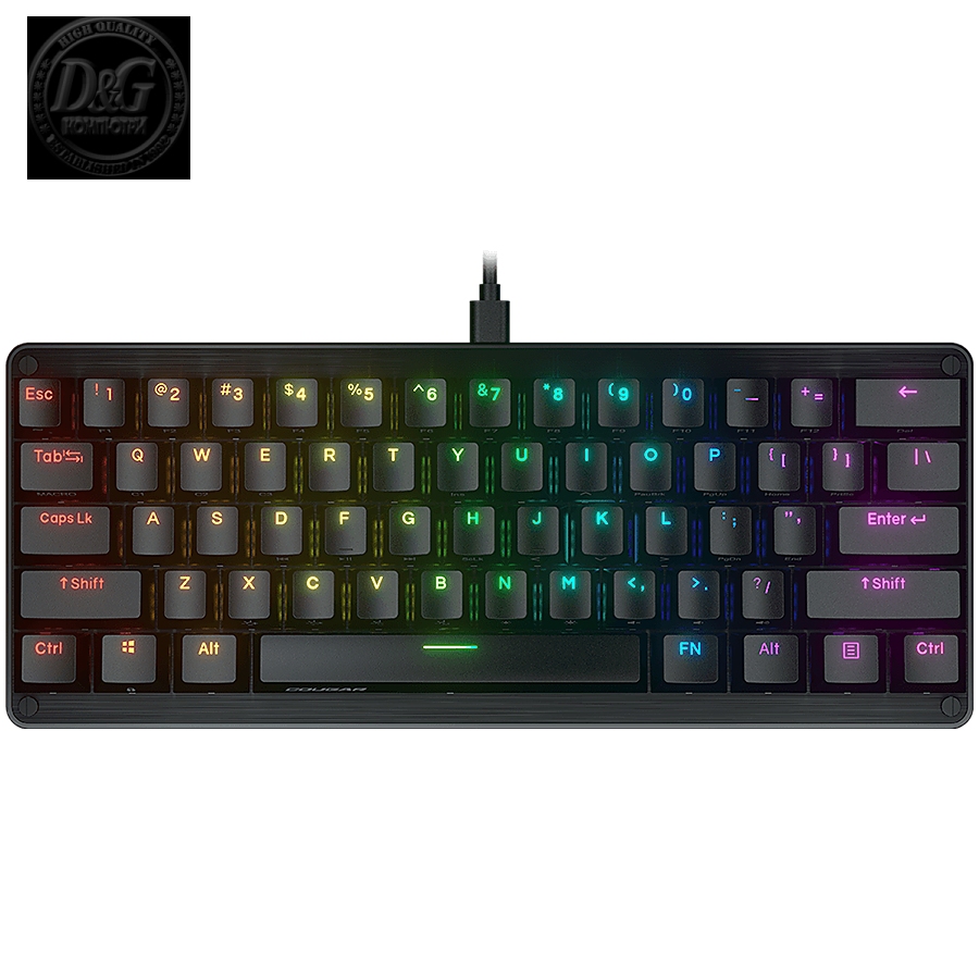 Cougar PURI MINI RGB, Gaming Keyboard, PBT Doubleshot Keycaps, GATERON Mechanical switches, N-Key Rollover, 14 Backlight Effects, Magnetic Protective Cover, Dimensions: 295 x 121 x 38.4