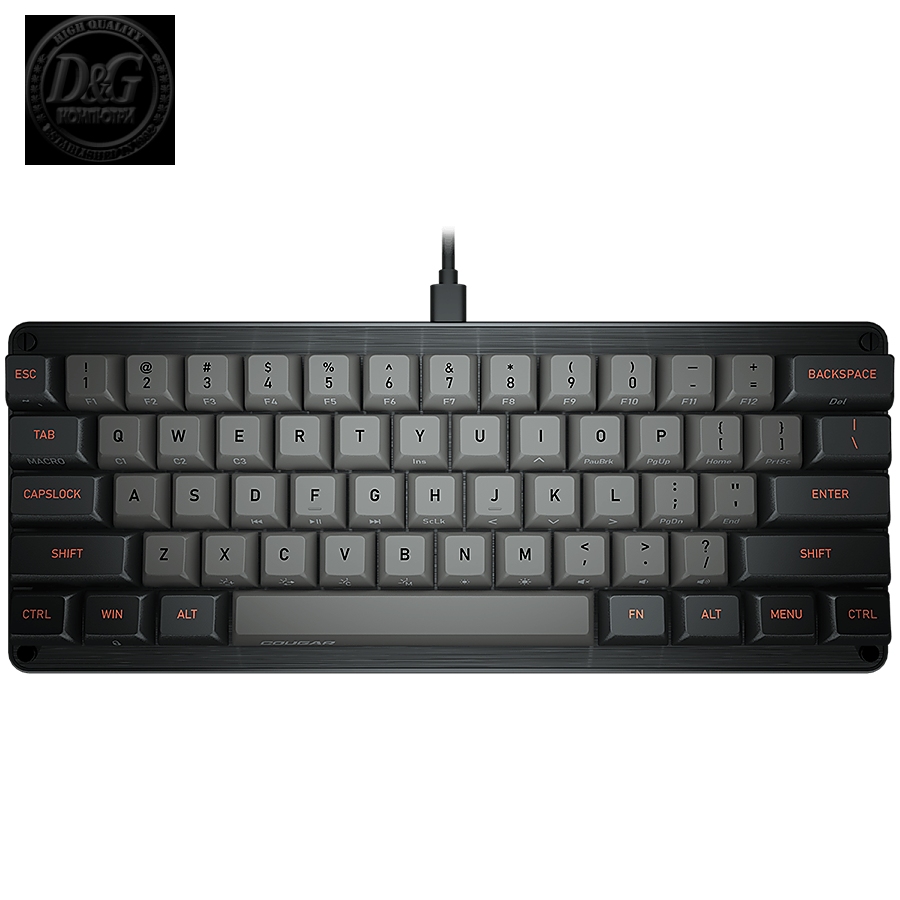 Cougar PURI MINI, Gaming Keyboard, PBT Doubleshot Ball Shape Keycaps, Mechanical switches, N-Key Rollover, 6 Backlight Effects, Magnetic Protective Cover, Dimensions: 295 x 121 x 38.4 mm