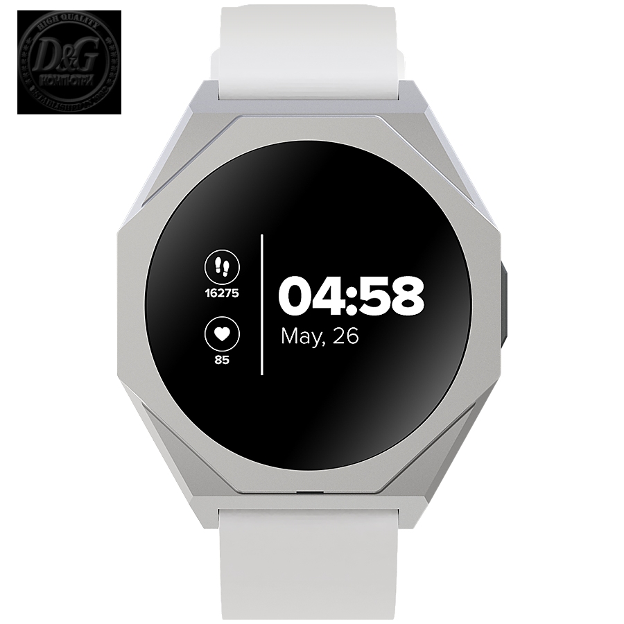 Smart watch Realtek 8762DK LCD 1.3'' LTPS 360X360px, G+F 1+gesture 192KB Li-ion polymer battery 3.7v 280mAh,Silver aluminum alloy case middle frame+plastic bottom case+white silicone strap+silver strap buckle host:45.4*42.4*9.6mm Strap:260*20mm 40.7